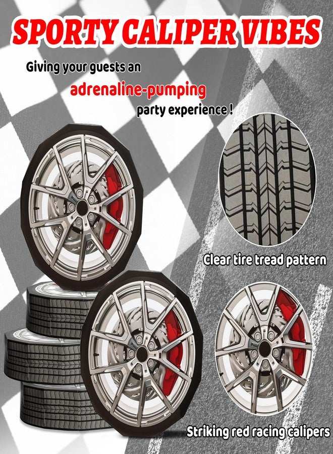 8HREST 8 Pcs Race Car Party Decorations Large Wheels Shaped Boxes Decor with Red Calipers Racing Car Birthday Decoration for Boys Birthday Baby Shower Party Supplies (12 Inch) - Image 3